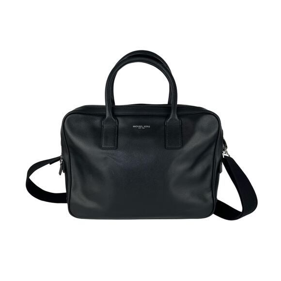 Michael Kors Compact Black Leather Briefcase Bag with Strap - Picture 1 of 8